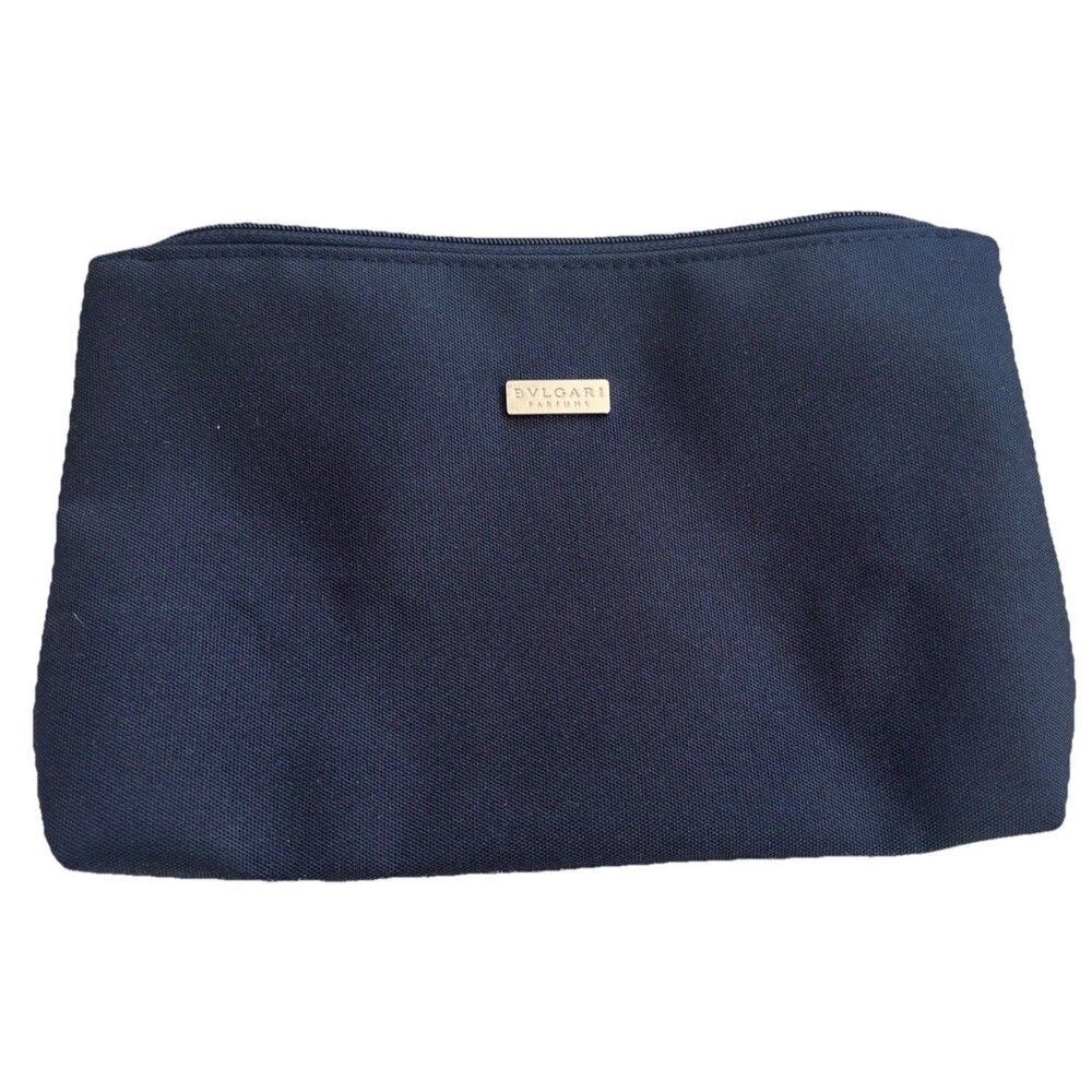 BVLGARI Parfums Black Toiletry Bag Cosmetic Case Travel Pouch Zip Clutch Luxury